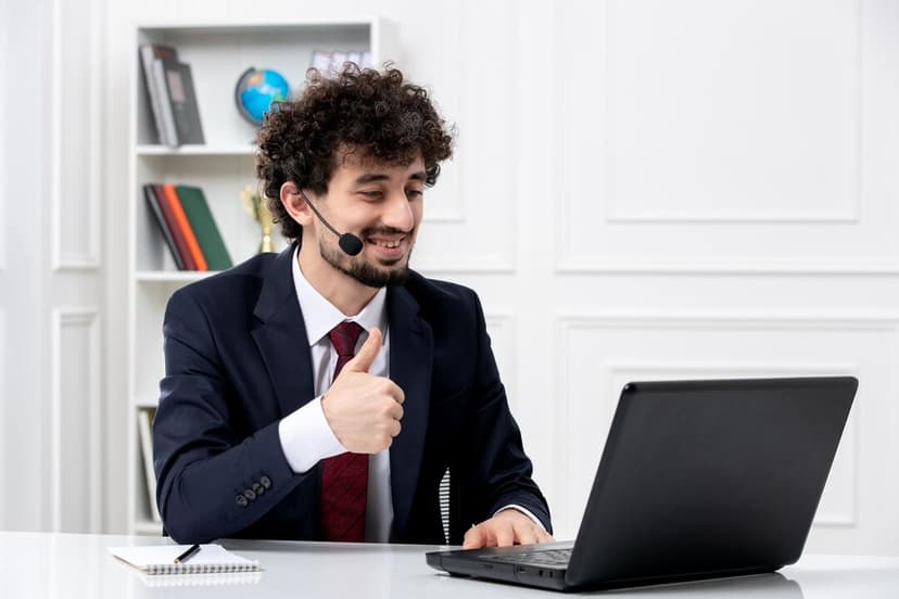 Man with headphones working on a laptop